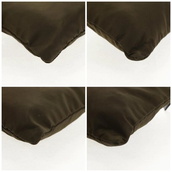 PRADA Pouch Shoulder Bag Nylon Khaki Silver Auth am9274V - Picture 14 of 16